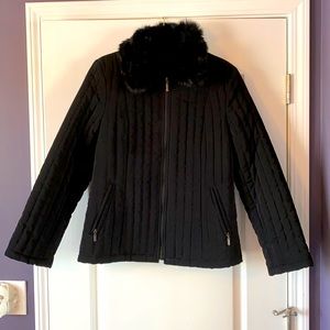 Braeton quilted jacket w faux fur collar